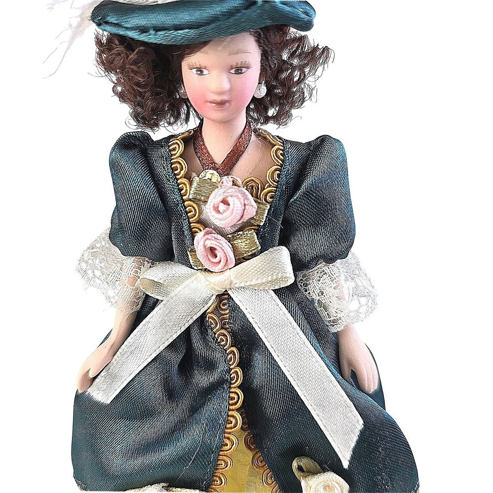 1:12 Dollhouse Victorian Lady Porcelain Doll Miniature Dressed Woman 6" Figure - Picture 2 of 11